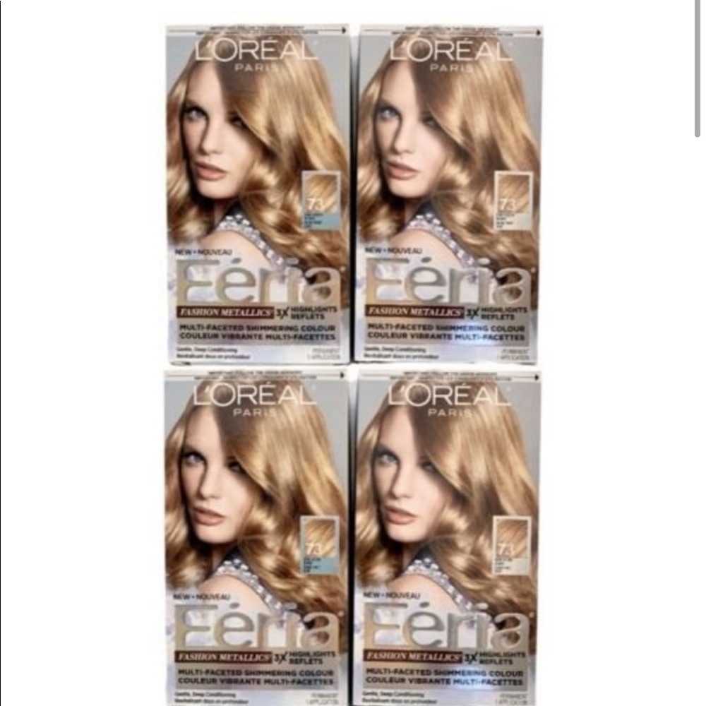 4 x L'Oreal Feria Shimmering Permanent Hair Colour  #73 Dark Golden Blonde NEW